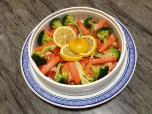 After Steam: Shrimp & Vegetables 